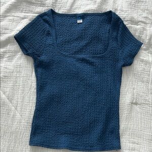 Old Navy Women's Navy Textured Short Sleeve Square Neck Tee